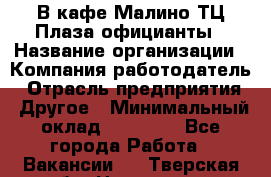 В кафе Малино ТЦ Плаза официанты › Название организации ­ Компания-работодатель › Отрасль предприятия ­ Другое › Минимальный оклад ­ 20 000 - Все города Работа » Вакансии   . Тверская обл.,Нелидово г.